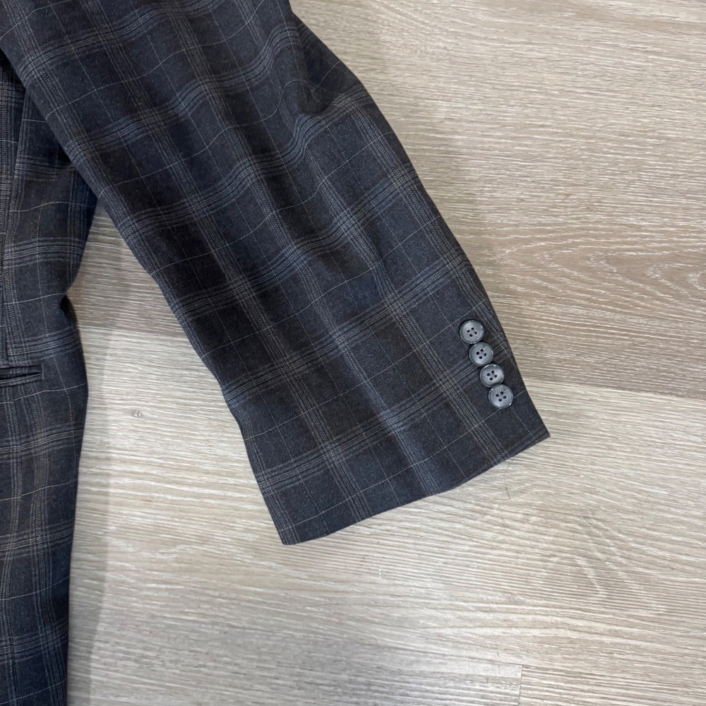 Oak Hill Plaid Sport Coat Mens 4XL (58R 60R) Dark Gray Check Two Button Blazer - Picture 5 of 10